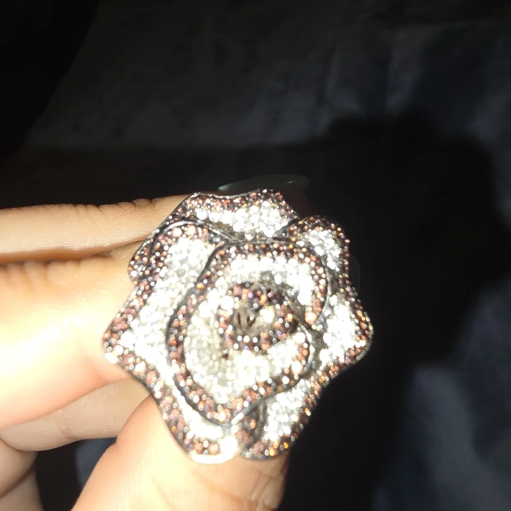 Sale Fine Jewelry Chocolate   Pave Flower Ring Size: 8.5 Retail$825 - Picture 10 of 13
